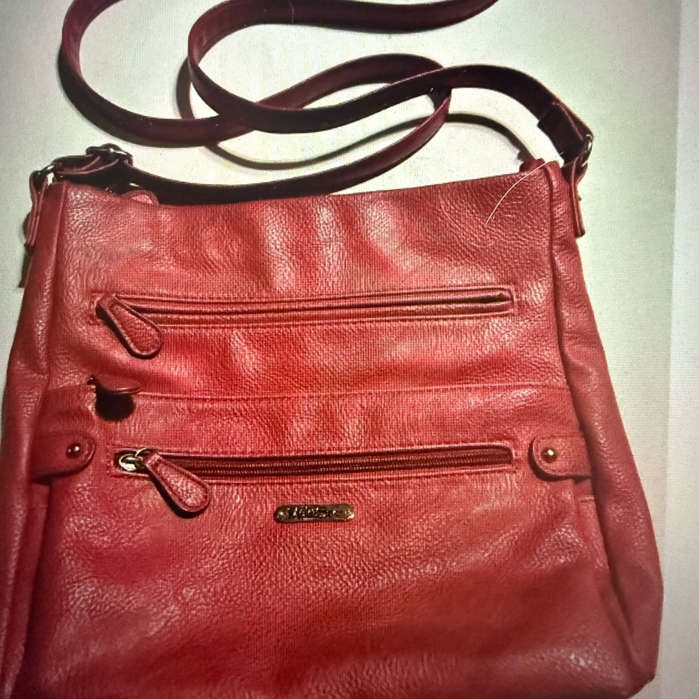 Pink Leather Multisac Lorraine Crossbody Bag with Adjustable Strap